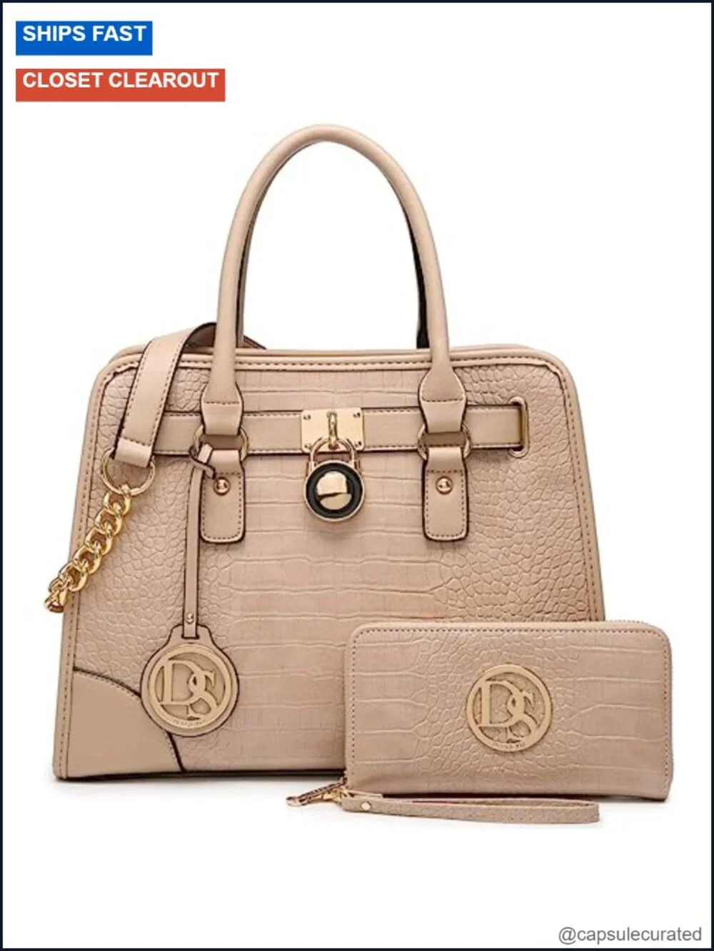 Vegan Leather Satchel Handbag Set with Wallet, Top Handle Purse, Work Bag,